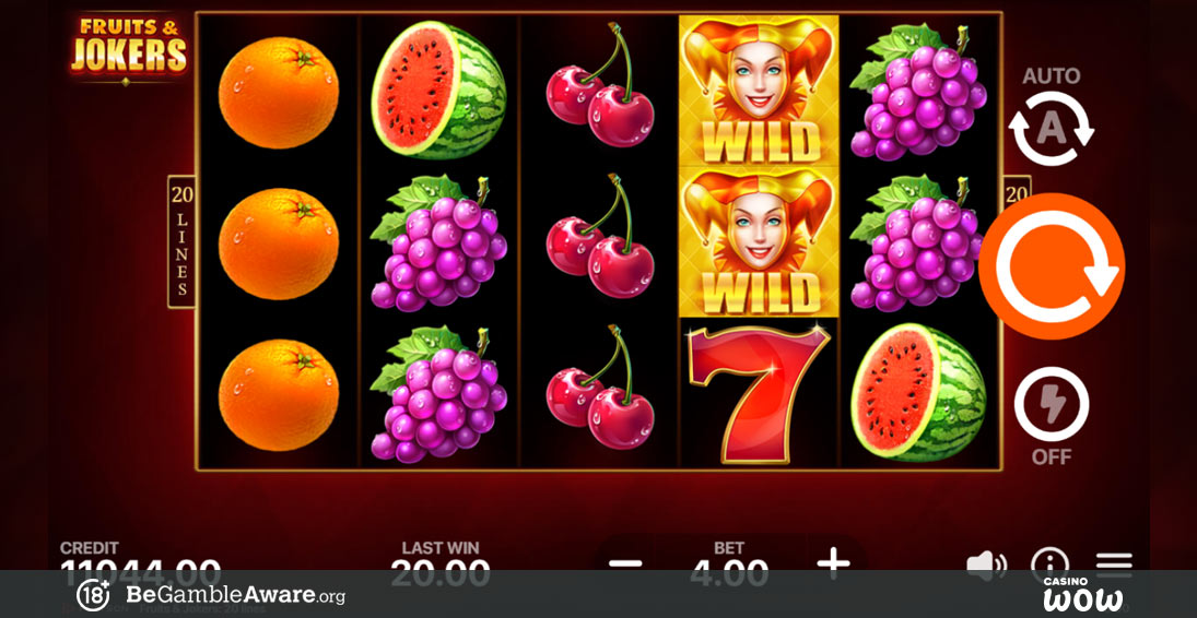 Fruits & Jokers: 20 Lines