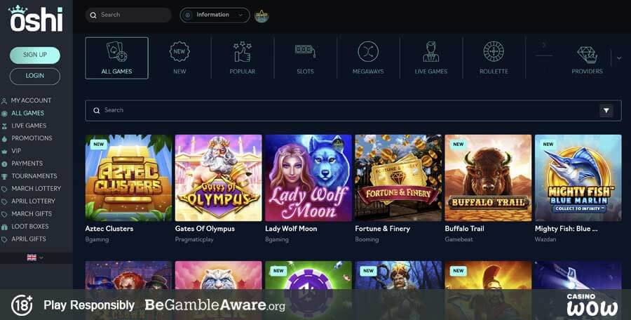 Oshi Casino Games