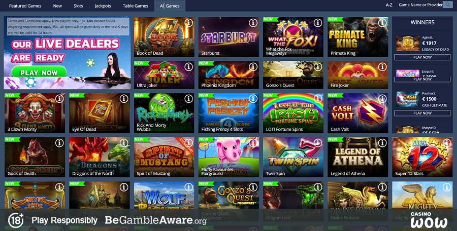 Listing of All All of us Online casinos